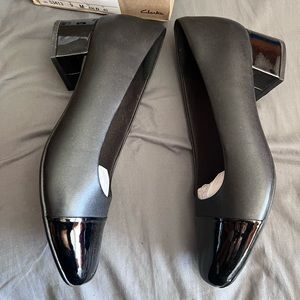 Clarks Marilyn Sara Black Leather Heels 9 M